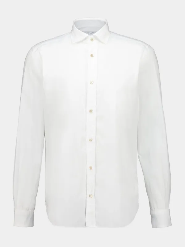 White Cotton Long-Sleeve Shirt made by Boglioli