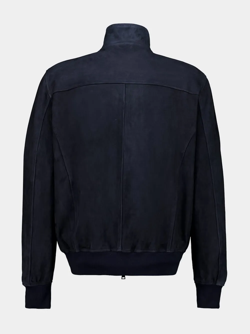 Navy Suede Leather Bomber Jacket sold by Fashion Clinic product image thumbnail 2