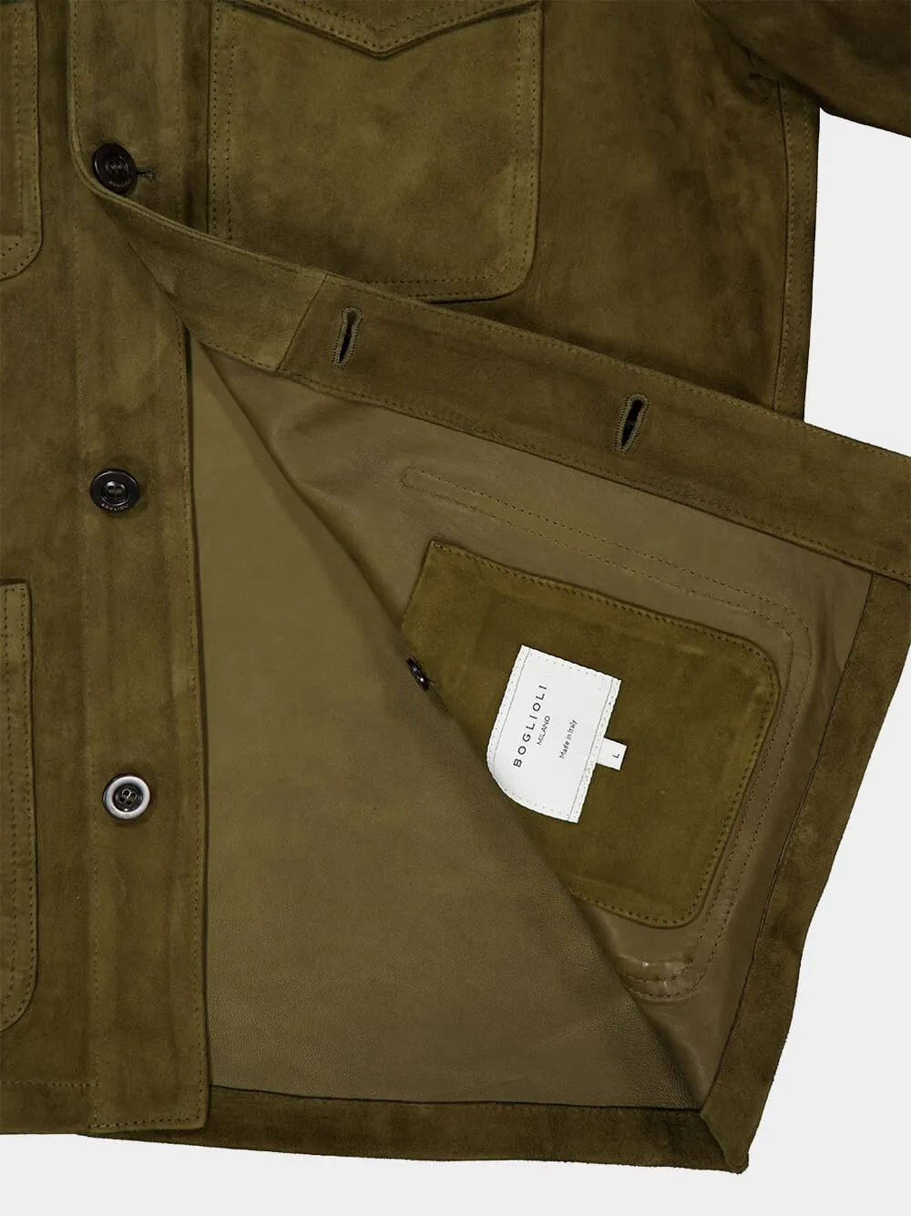 Green Suede Utility Shirt Jacket sold by Fashion Clinic product image thumbnail 5