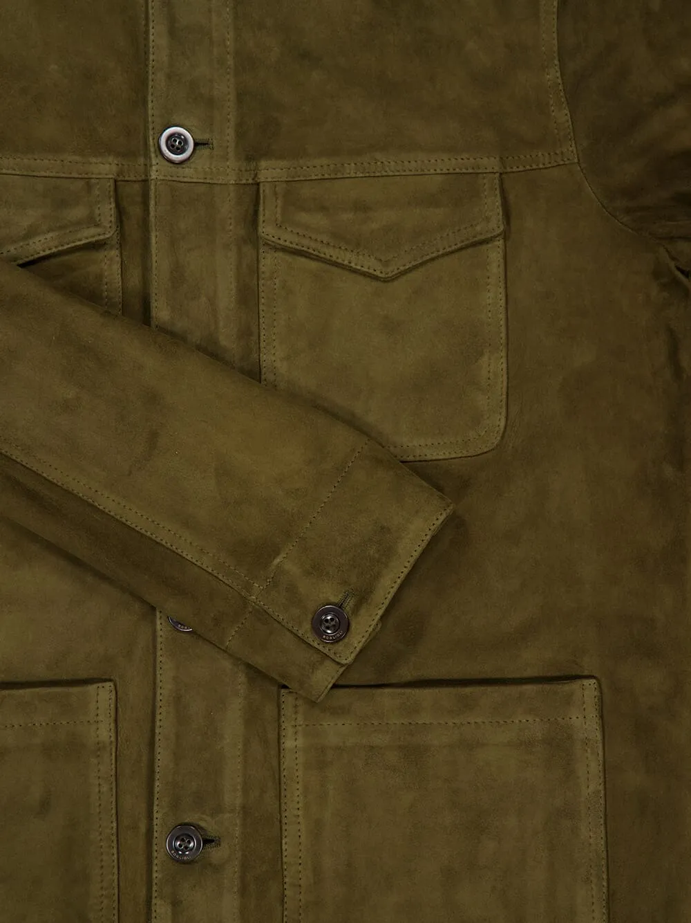 Green Suede Utility Shirt Jacket sold by Fashion Clinic product image thumbnail 4