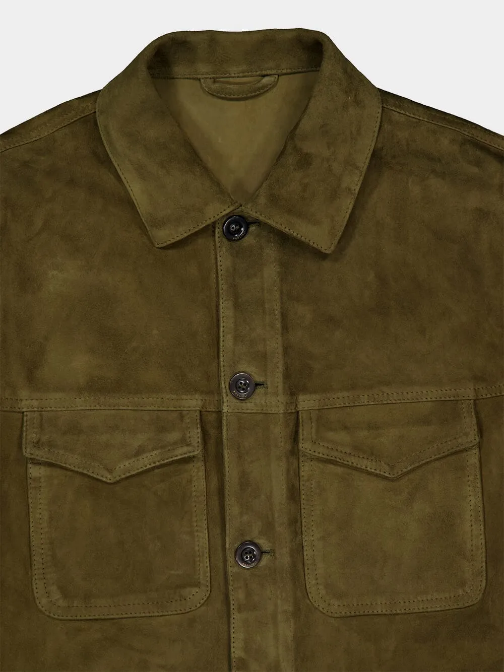 Green Suede Utility Shirt Jacket sold by Fashion Clinic product image thumbnail 3