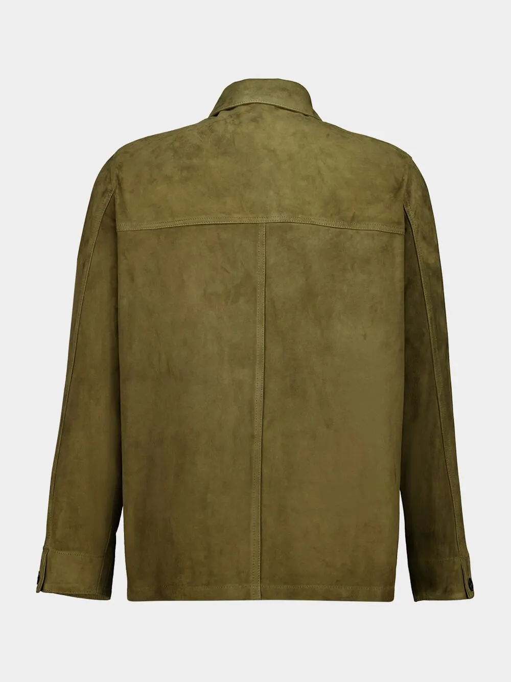 Green Suede Utility Shirt Jacket sold by Fashion Clinic product image thumbnail 2