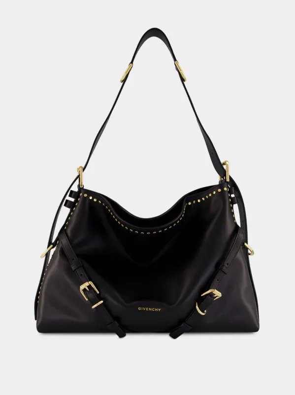 Voyou Medium Shoulder Bag in Black Calf Leather sold by Fashion Clinic
