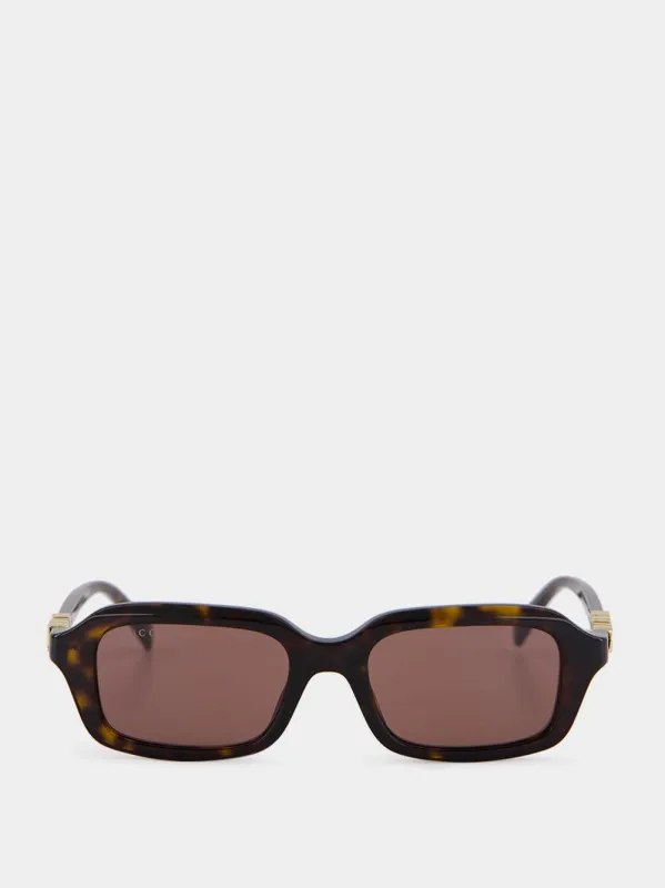 Havana Brown Rectangular Frame Sunglasses sold by Fashion Clinic