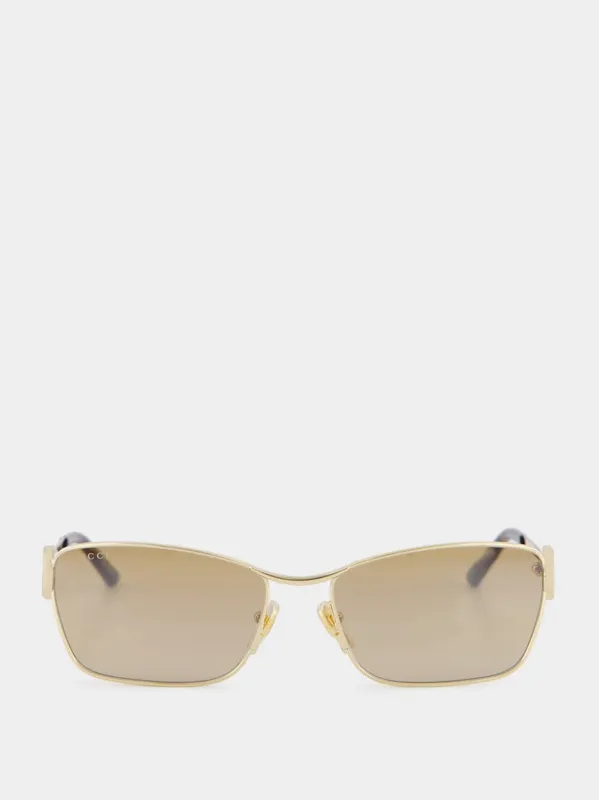 Gold Rectangular Frame Sunglasses sold by Fashion Clinic