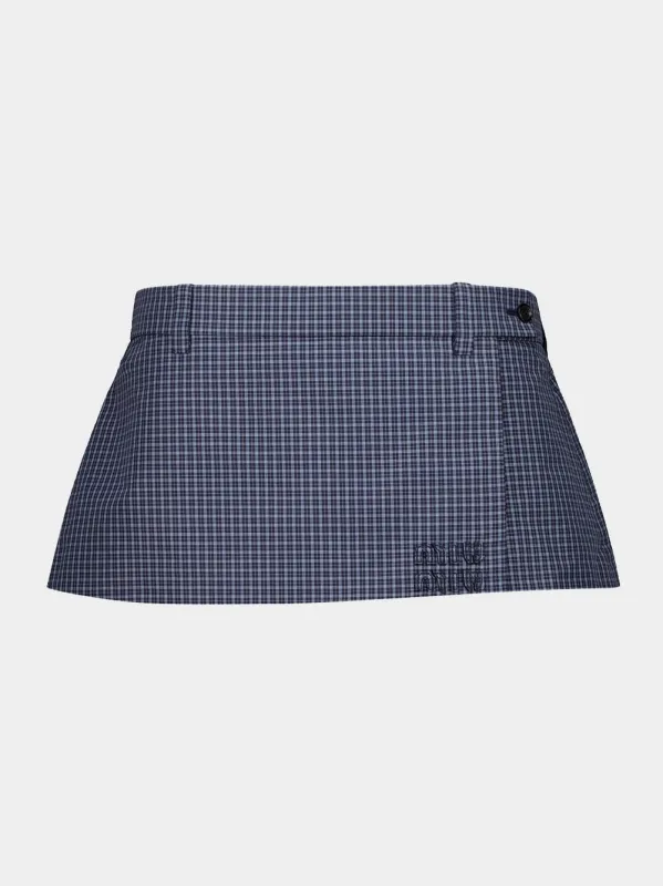 Navy Checked Technical Fabric Mini Skort sold by Fashion Clinic
