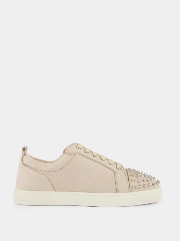 Louis Junior Spikes Sneakers in Beige Veau Velours made by Christian Louboutin