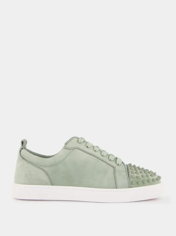 Louis Junior Spikes Sneakers in Haiiro Green Veau Velours made by Christian Louboutin