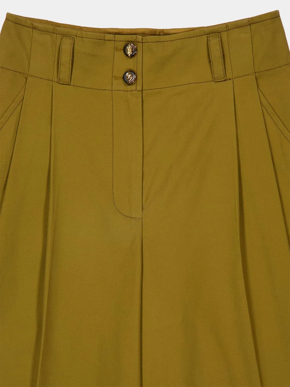 Dark Khaki Luna Tailored Wide-Leg Trousers sold by Fashion Clinic product image thumbnail 5