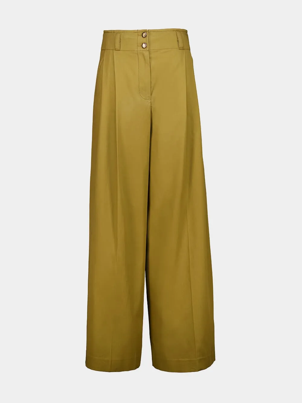 Dark Khaki Luna Tailored Wide-Leg Trousers sold by Fashion Clinic product image thumbnail 2