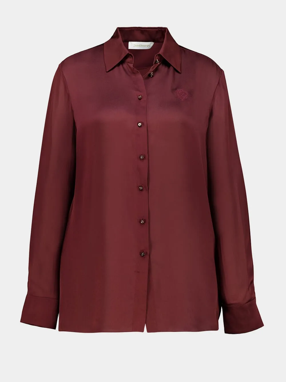 Wine Luna Satin Silk Shirt sold by Fashion Clinic