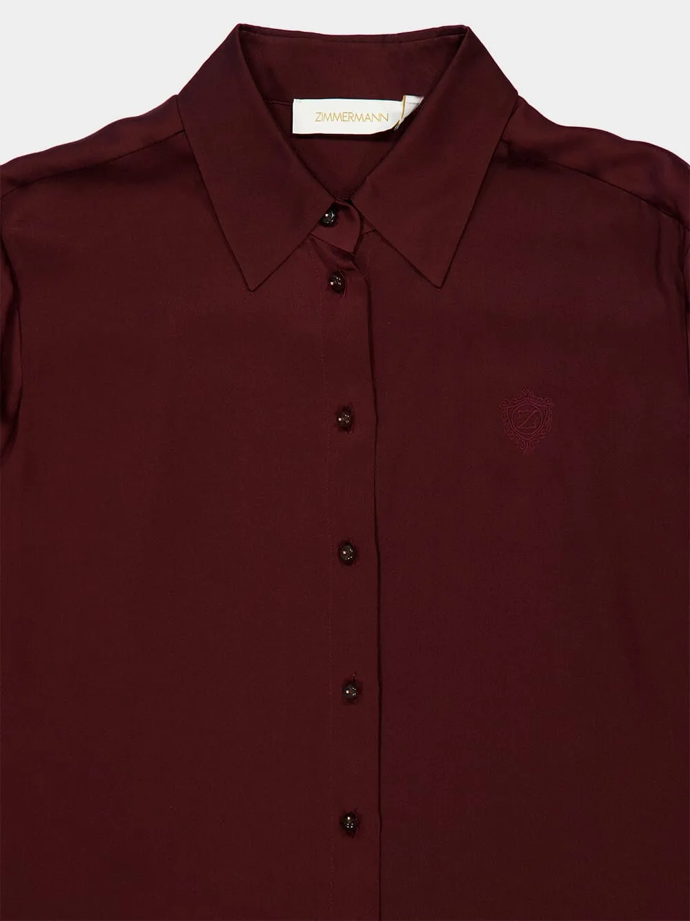 Wine Luna Satin Silk Shirt sold by Fashion Clinic product image thumbnail 5