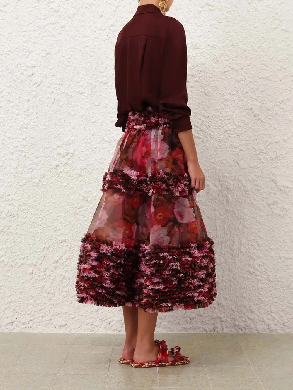 Wine Luna Satin Silk Shirt sold by Fashion Clinic product image thumbnail 4