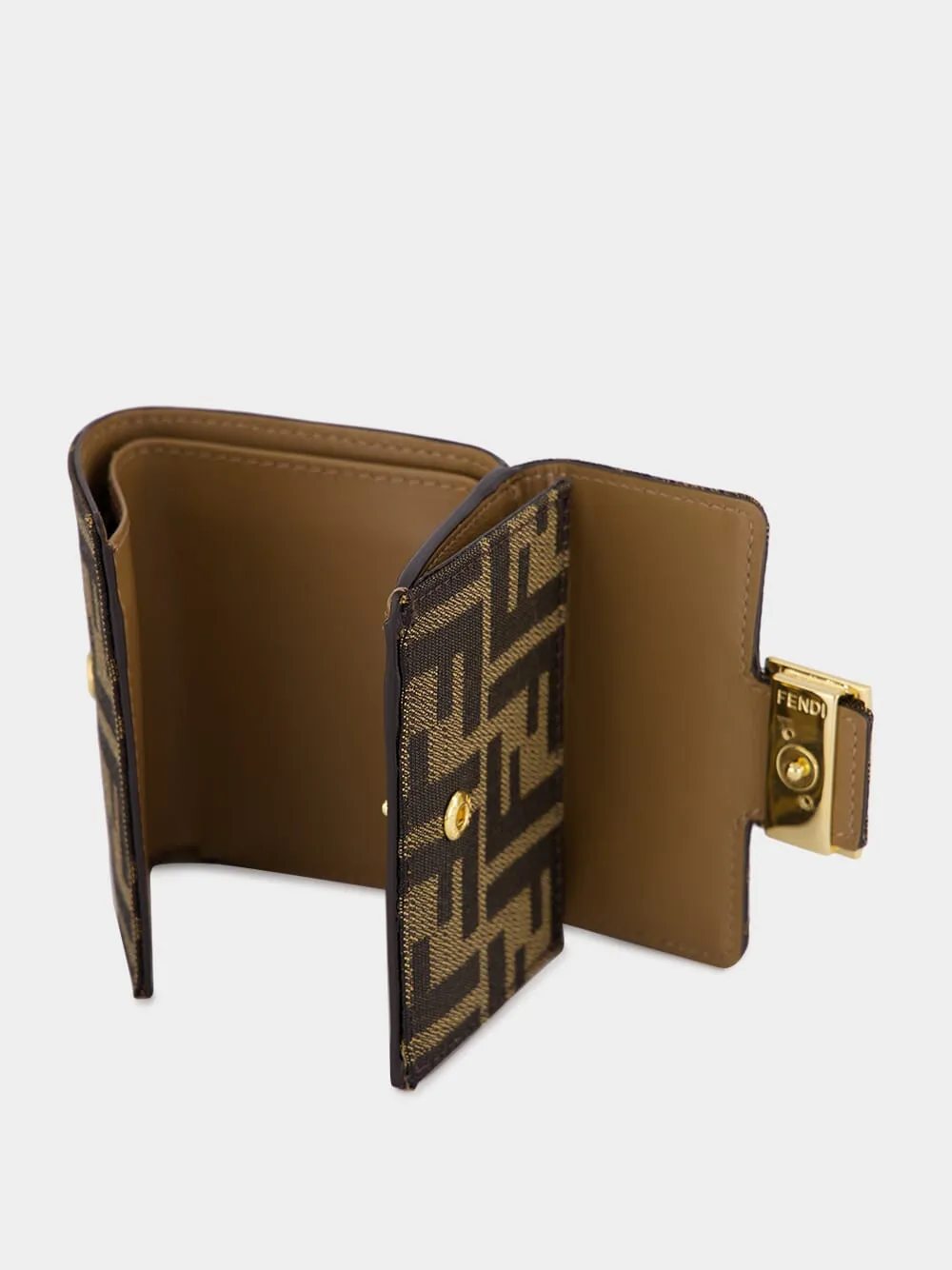 Brown FF Jacquard Baguette Micro Trifold Wallet sold by Fashion Clinic product image thumbnail 3