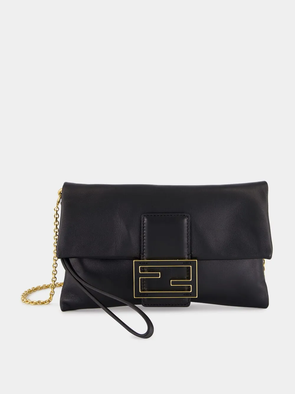 Black Nappa Leather Mamma Baguette Pouch sold by Fashion Clinic product image thumbnail 2