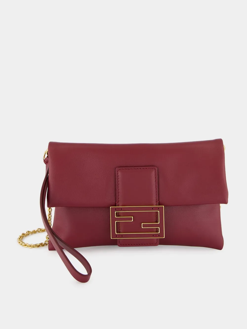 Burgundy Nappa Leather Mamma Baguette Pouch sold by Fashion Clinic