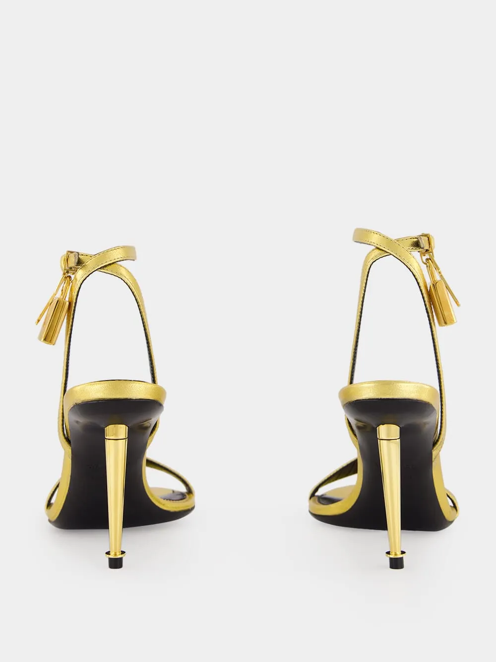 Gold Laminated Nappa Leather Padlock Pointy Sandal sold by Fashion Clinic product image thumbnail 5