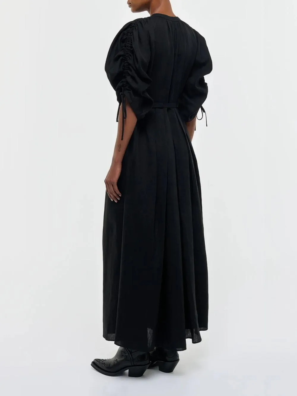 Black Linnea Maxi Dress in Aloe Linen sold by Fashion Clinic product image thumbnail 4
