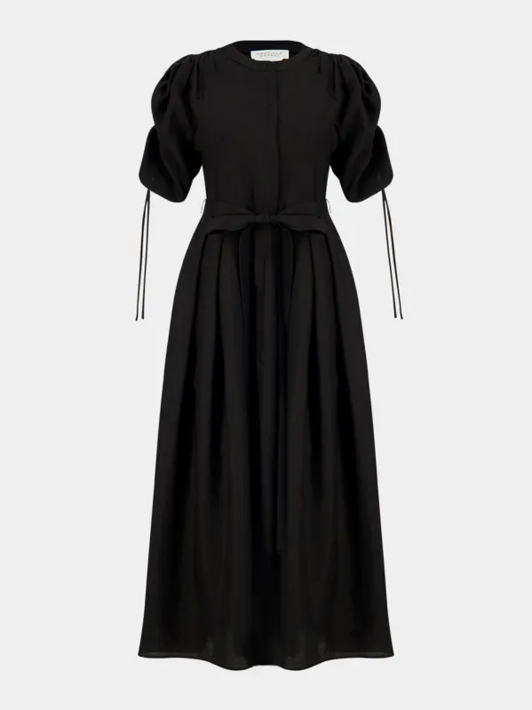 Black Linnea Maxi Dress in Aloe Linen made by Gabriela Hearst