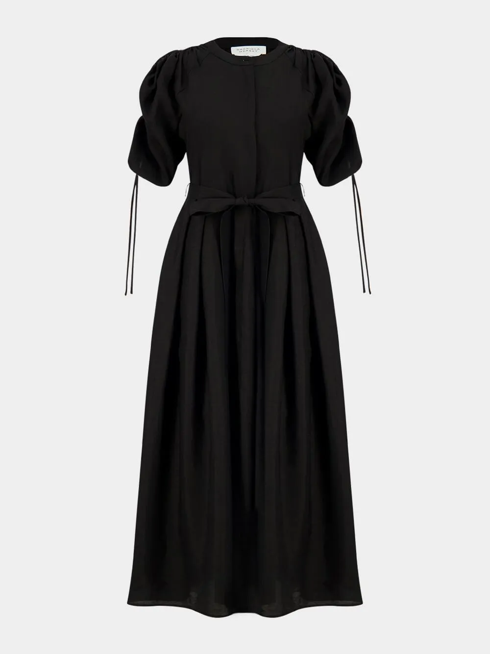 Black Linnea Maxi Dress in Aloe Linen sold by Fashion Clinic