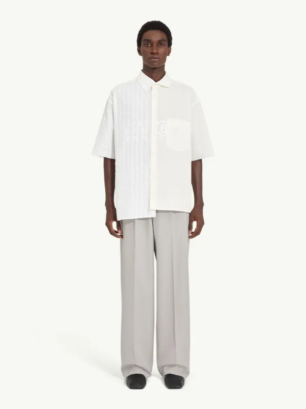 White Two-Tone Cotton Poplin Shirt made by Maison Margiela