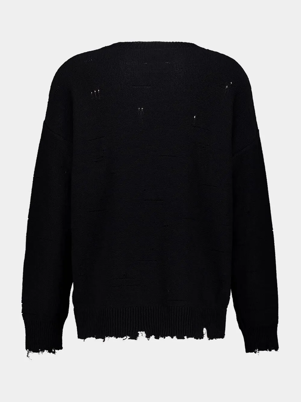 Black Distressed Cotton Knit Sweater sold by Fashion Clinic product image thumbnail 4