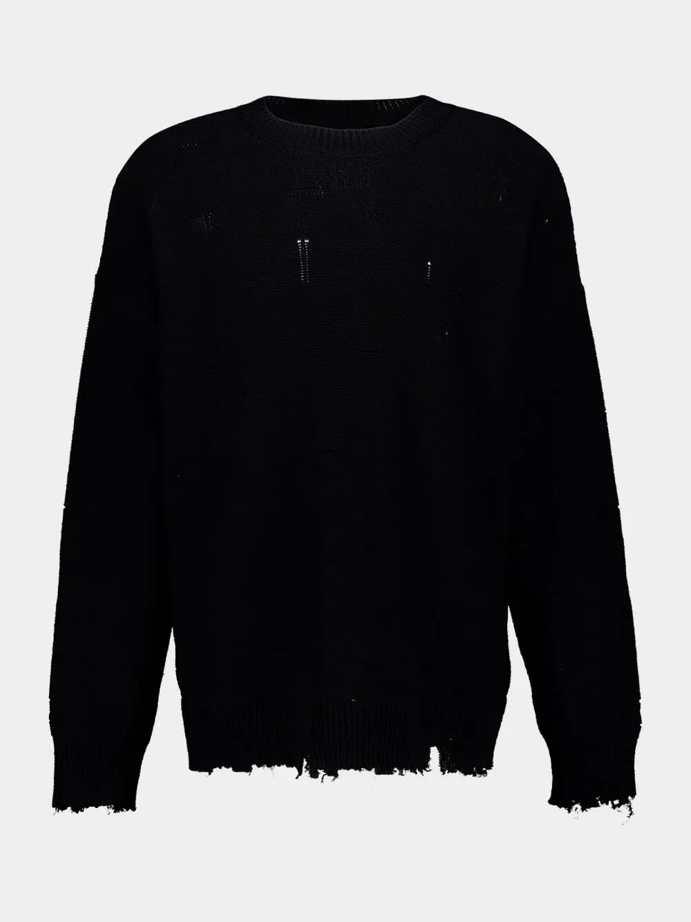 Black Distressed Cotton Knit Sweater sold by Fashion Clinic product image thumbnail 2