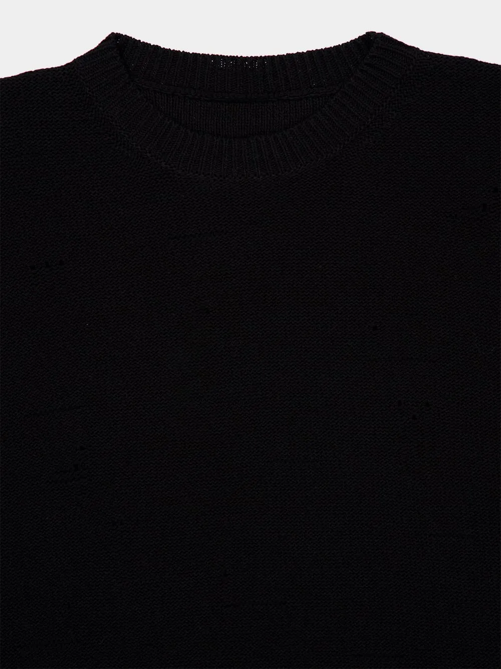 Black Distressed Cotton Knit Sweater sold by Fashion Clinic product image thumbnail 5