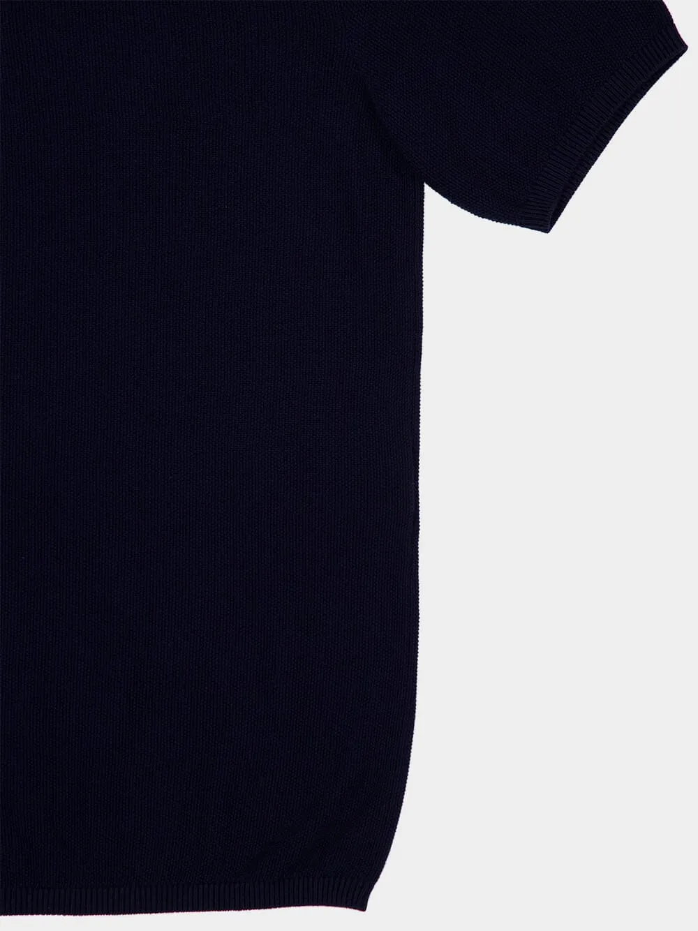 Marine blue cotton short-sleeve polo shirt sold by Fashion Clinic product image thumbnail 5