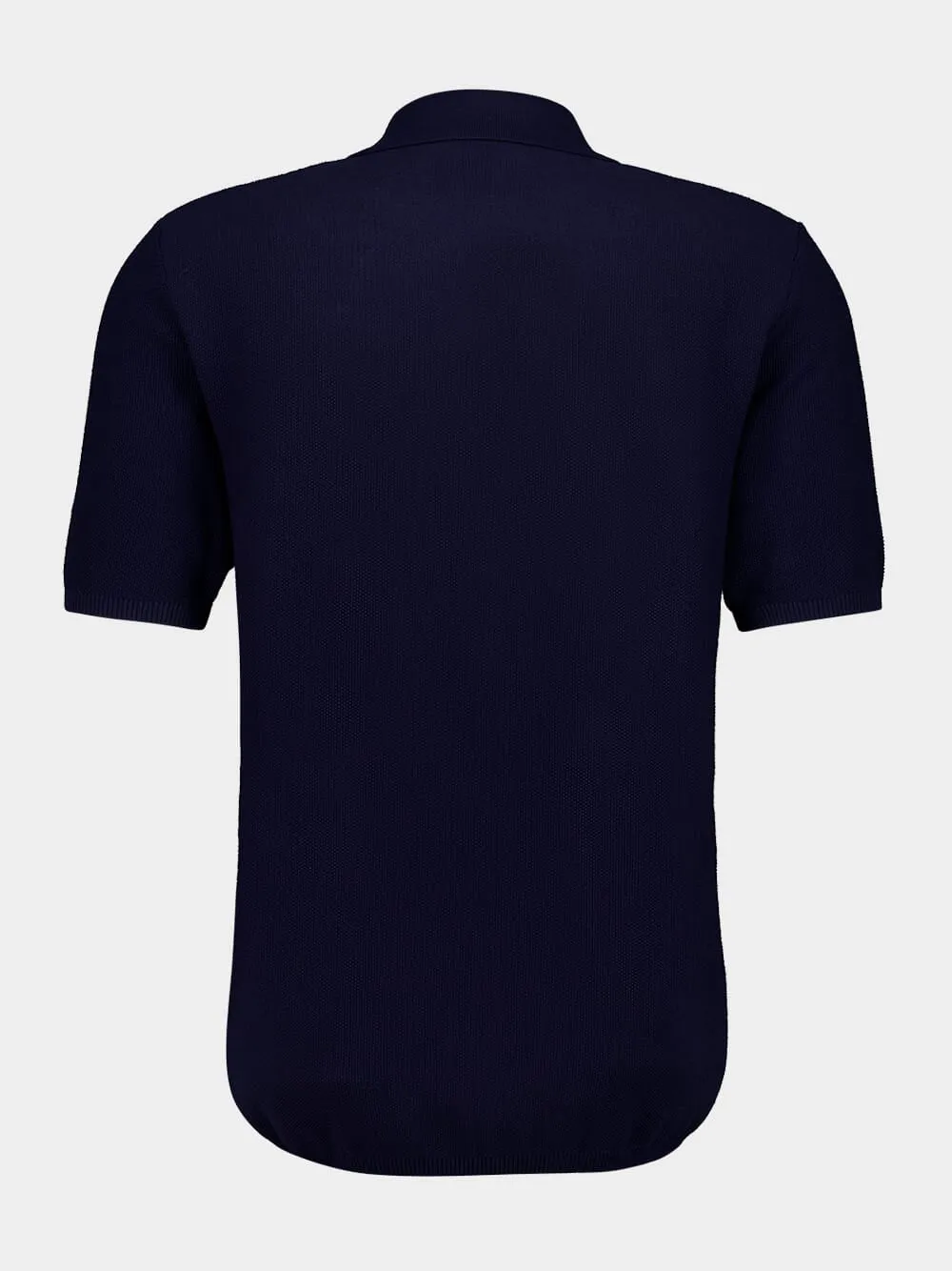 Marine blue cotton short-sleeve polo shirt sold by Fashion Clinic product image thumbnail 3