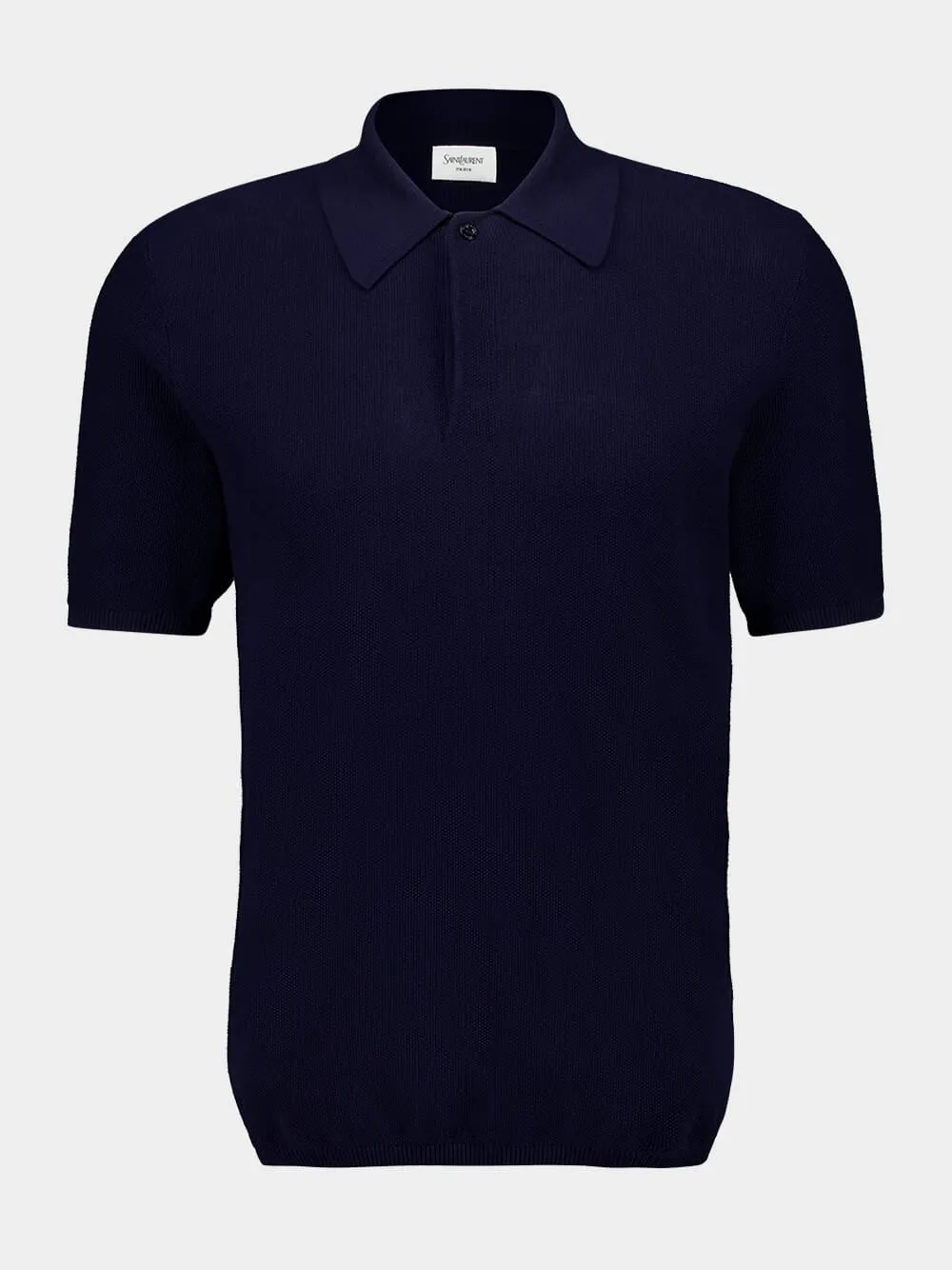 Marine blue cotton short-sleeve polo shirt sold by Fashion Clinic product image thumbnail 2