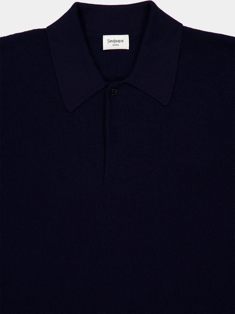 Marine blue cotton short-sleeve polo shirt sold by Fashion Clinic product image thumbnail 4