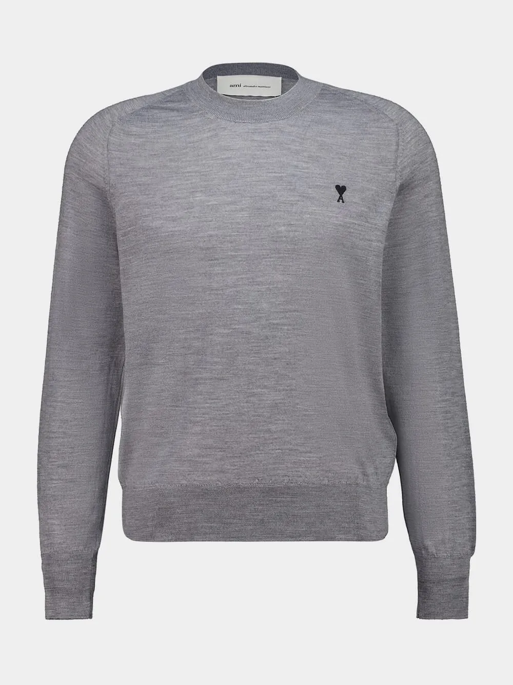 Grey Extrafine Merino Wool Crewneck Sweater sold by Fashion Clinic