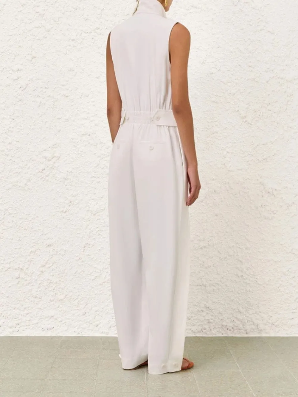 White Luna Twill Jumpsuit sold by Fashion Clinic product image thumbnail 3