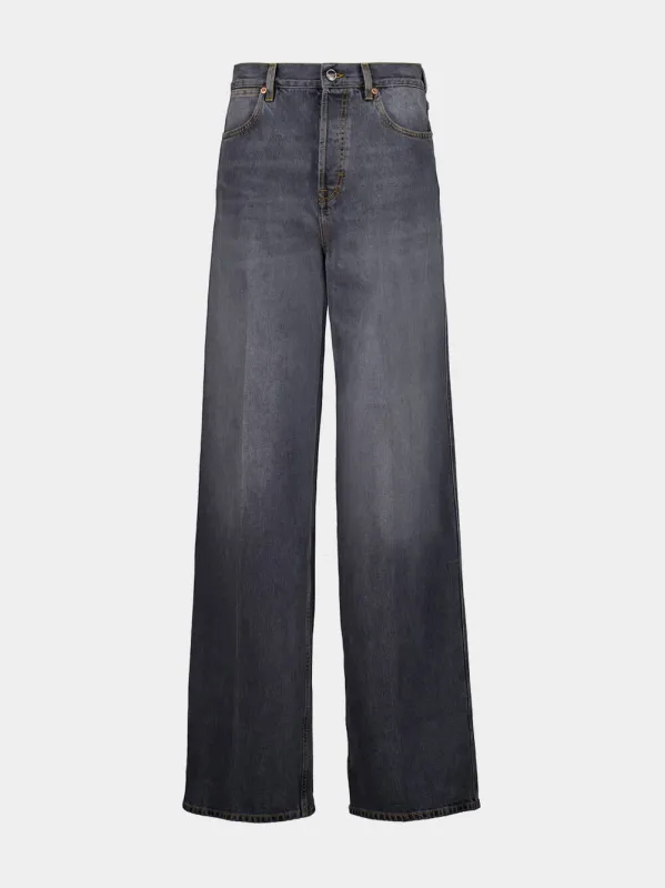 Dark Grey Wide-Leg Denim Trousers made by Fashion Clinic