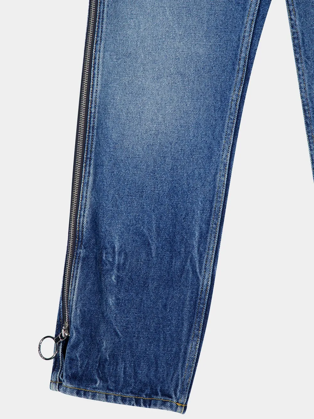 Blue Zip-Detail Cropped Jeans sold by Fashion Clinic product image thumbnail 4