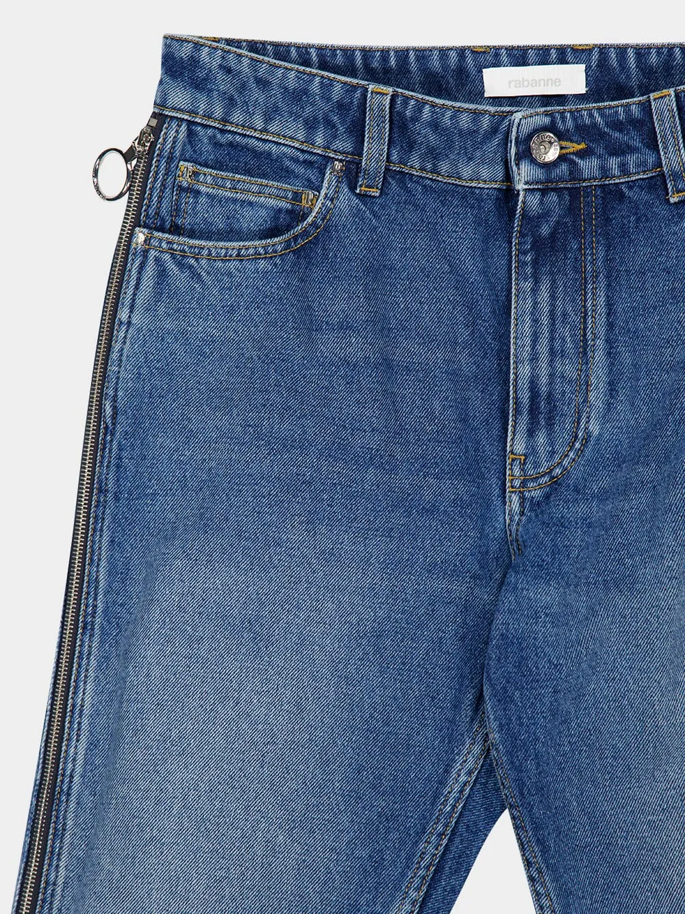Blue Zip-Detail Cropped Jeans sold by Fashion Clinic product image thumbnail 3