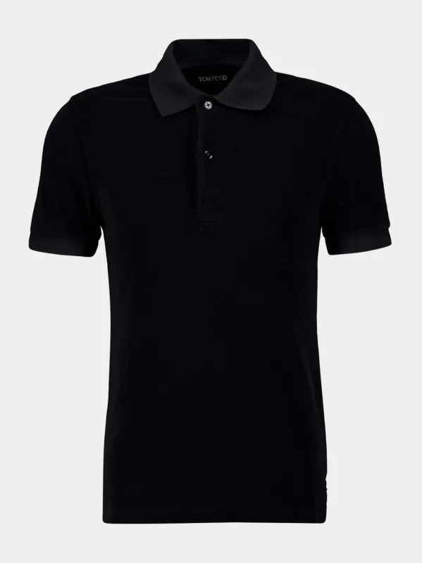Black Towelling Polo made by Fashion Clinic