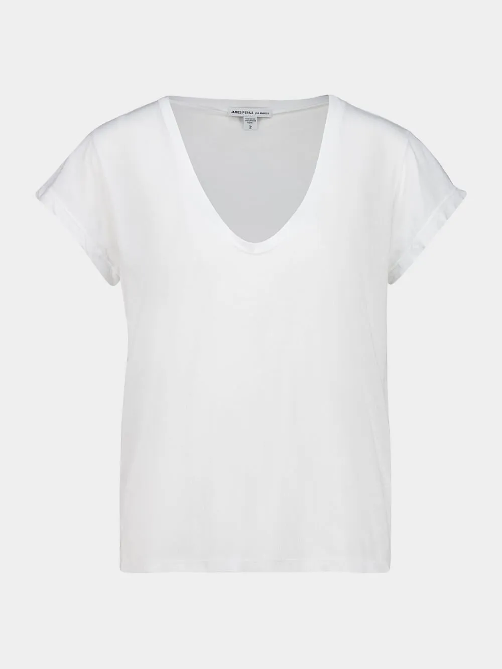 White Deep V-Neck Cotton T-Shirt sold by Fashion Clinic