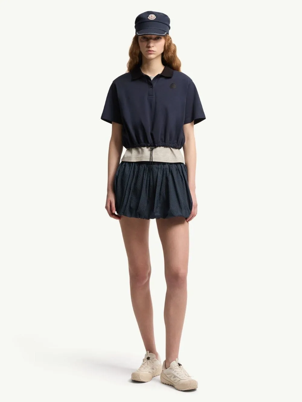 Night Blue Cropped Cotton Piquet Polo Shirt sold by Fashion Clinic product image thumbnail 2