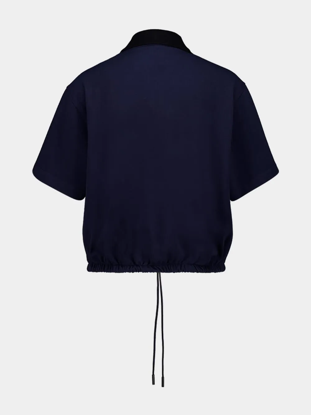 Night Blue Cropped Cotton Piquet Polo Shirt sold by Fashion Clinic product image thumbnail 3