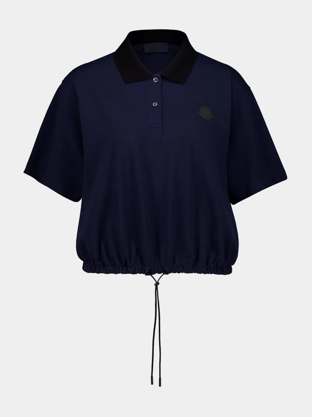 Night Blue Cropped Cotton Piquet Polo Shirt sold by Fashion Clinic
