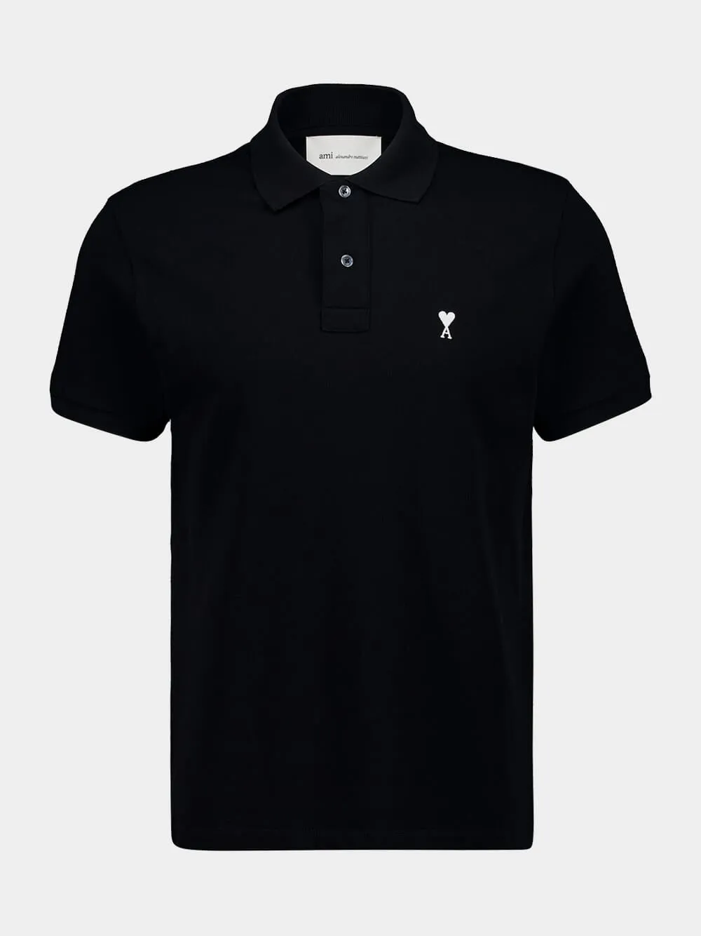 Black Cotton Ami de Coeur Polo Shirt sold by Fashion Clinic