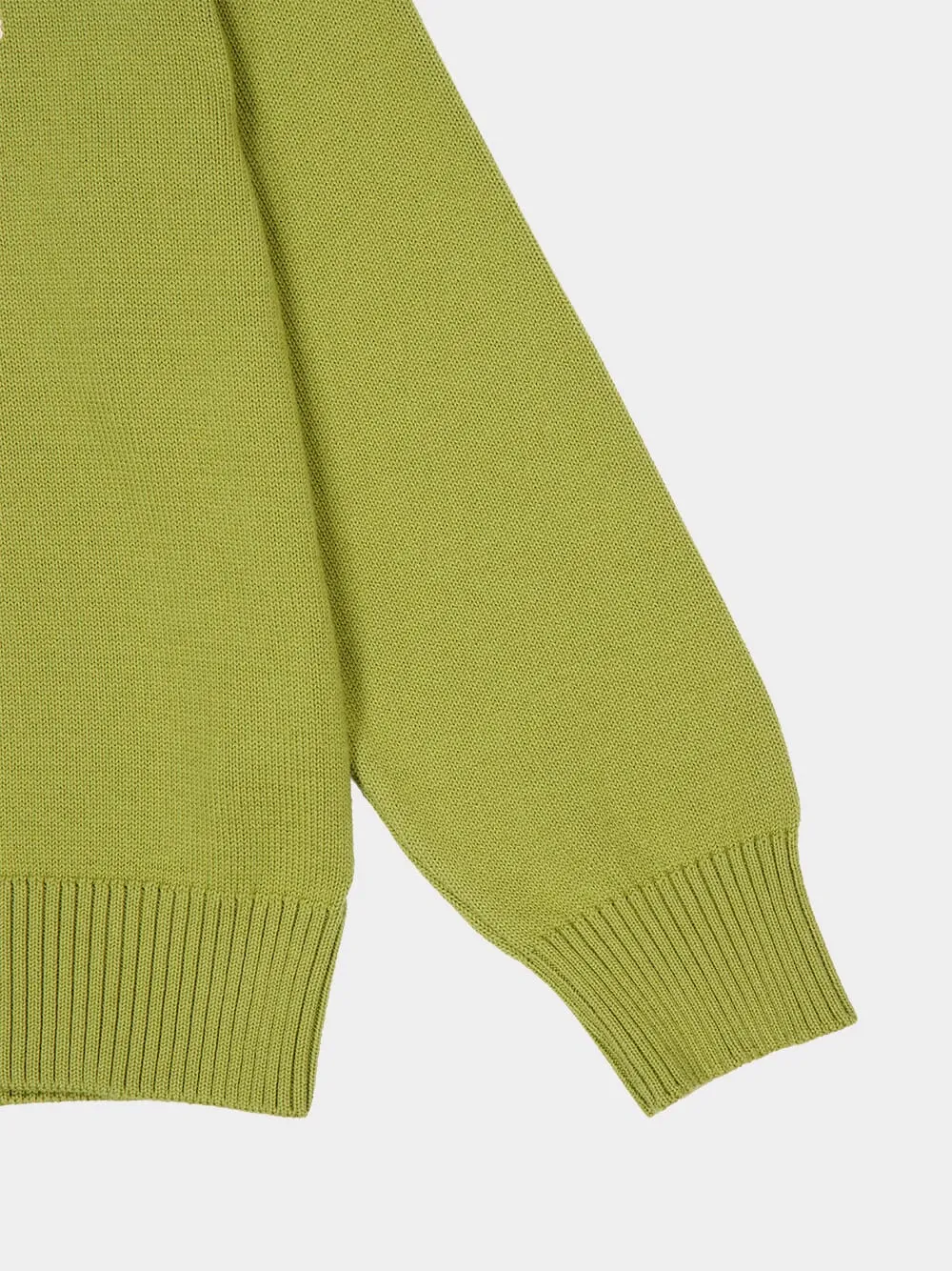 Matcha Green Wool and Cotton Ami de Coeur Crewneck Sweater sold by Fashion Clinic product image thumbnail 4