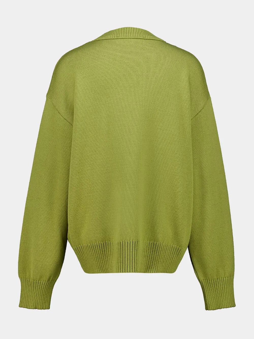 Matcha Green Wool and Cotton Ami de Coeur Crewneck Sweater sold by Fashion Clinic product image thumbnail 2