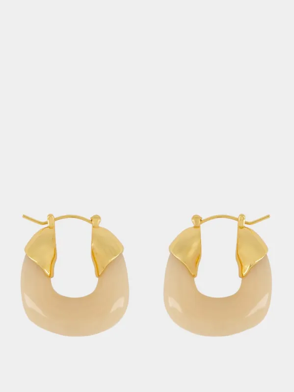 Organic Gold-Plated Hoops in Dove sold by Fashion Clinic