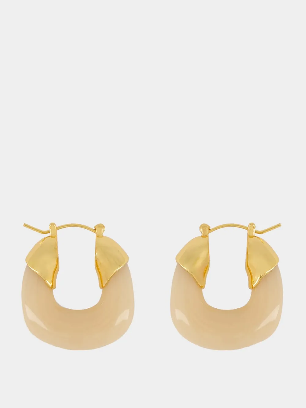 Organic Gold-Plated Hoops in Dove sold by Fashion Clinic