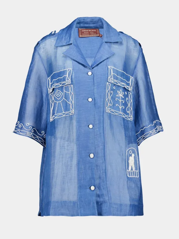 Blue Yasmeen Embellished Oversized Shirt made by Alemais
