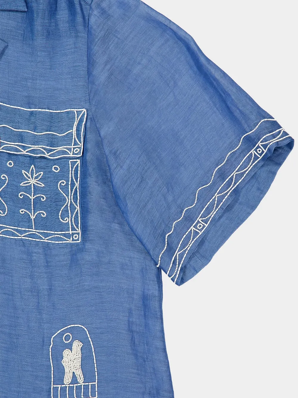 Blue Yasmeen Embellished Oversized Shirt sold by Fashion Clinic product image thumbnail 4
