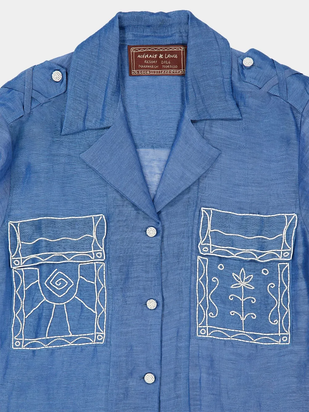 Blue Yasmeen Embellished Oversized Shirt sold by Fashion Clinic product image thumbnail 3